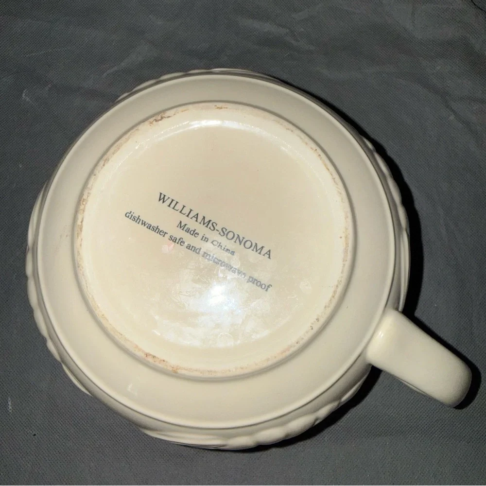 Williams Sonoma Large Embossed Handled Pitcher Bowl
